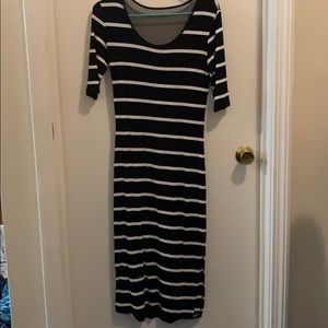 Black and white mid calf dress